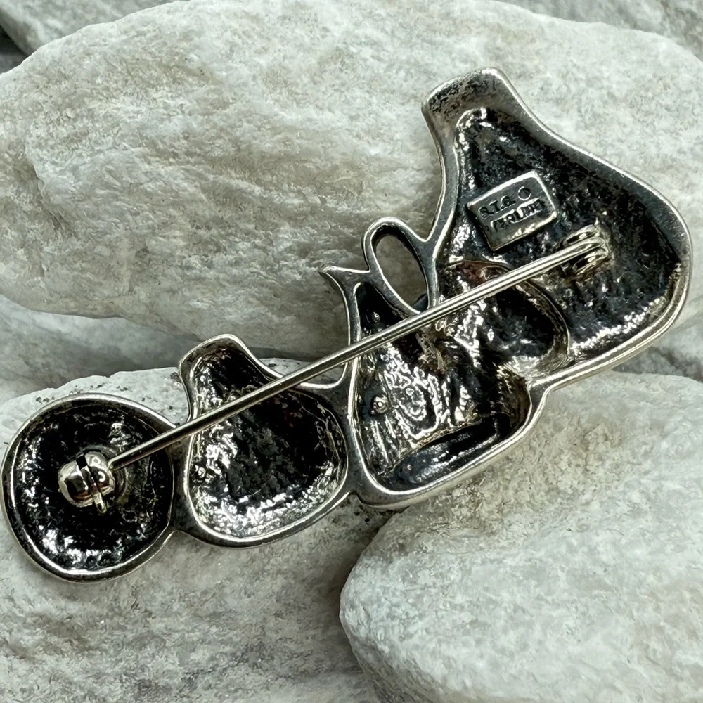 Vintage Sterling Silver 925 Native American Pottery Brooch Southwestern 2” 13g - Picture 5 of 11